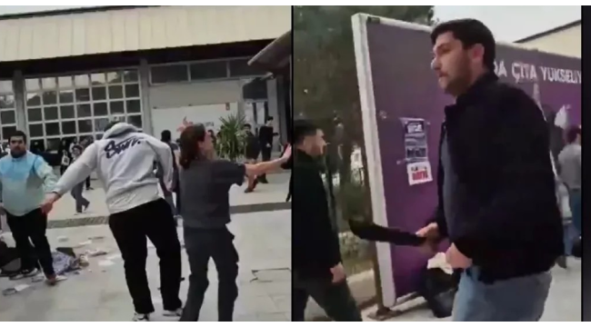 Ege üniversitesinde bildiri dağıtan üniversite öğrencilerine palalı saldırı!