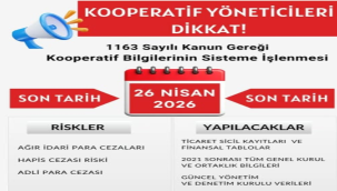 Kooperatif bilgilerin sisteme işlenmesi çağrısı