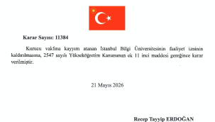 İstanbul Bilgi üniversitesinin faaliyet izni kaldırıldı