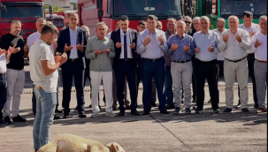 Çeşitli şehirlere 98 bin ton kömür taşıyacak olan Soma nakliyeciler kurban keserek sezon açtı