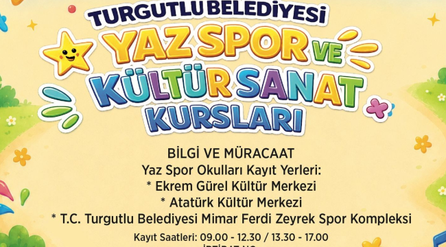 Turgutlu belediyesi üç farklı merkezde 16 farklı branşta eğitim verilecek