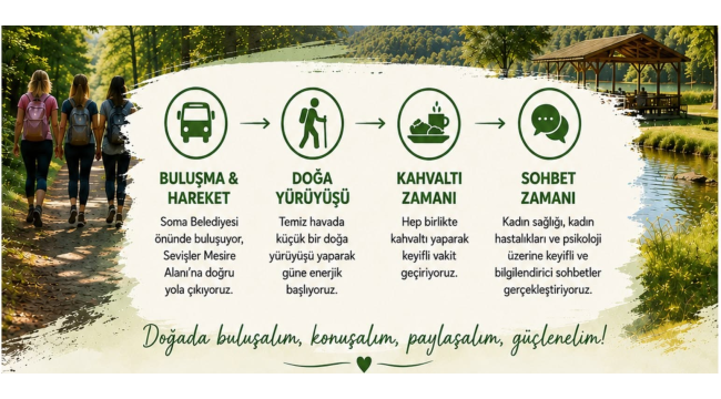 Soma belediyesi kadınlar için "Doğada buluşuyoruz,sağlıkla güçleniyoruz" yürüyüşü
