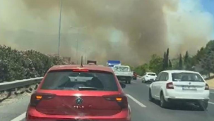 Yangının İzmir-İstanbul Otoyolu'na ulaşması üzerine güvenlik amacıyla otoyol trafiğe kapatıldı
